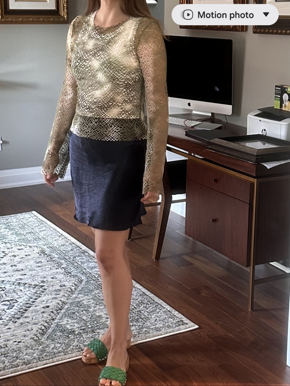 OAK + FORT Olive Open-Knit Scoop Neck Sweater - Picture 5 of 5
